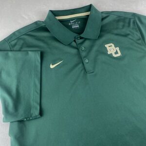 Nike Baylor Bears Polo Performance‎ Shirt Men's 2XL Green SS Dri-Fit Golf Big 12